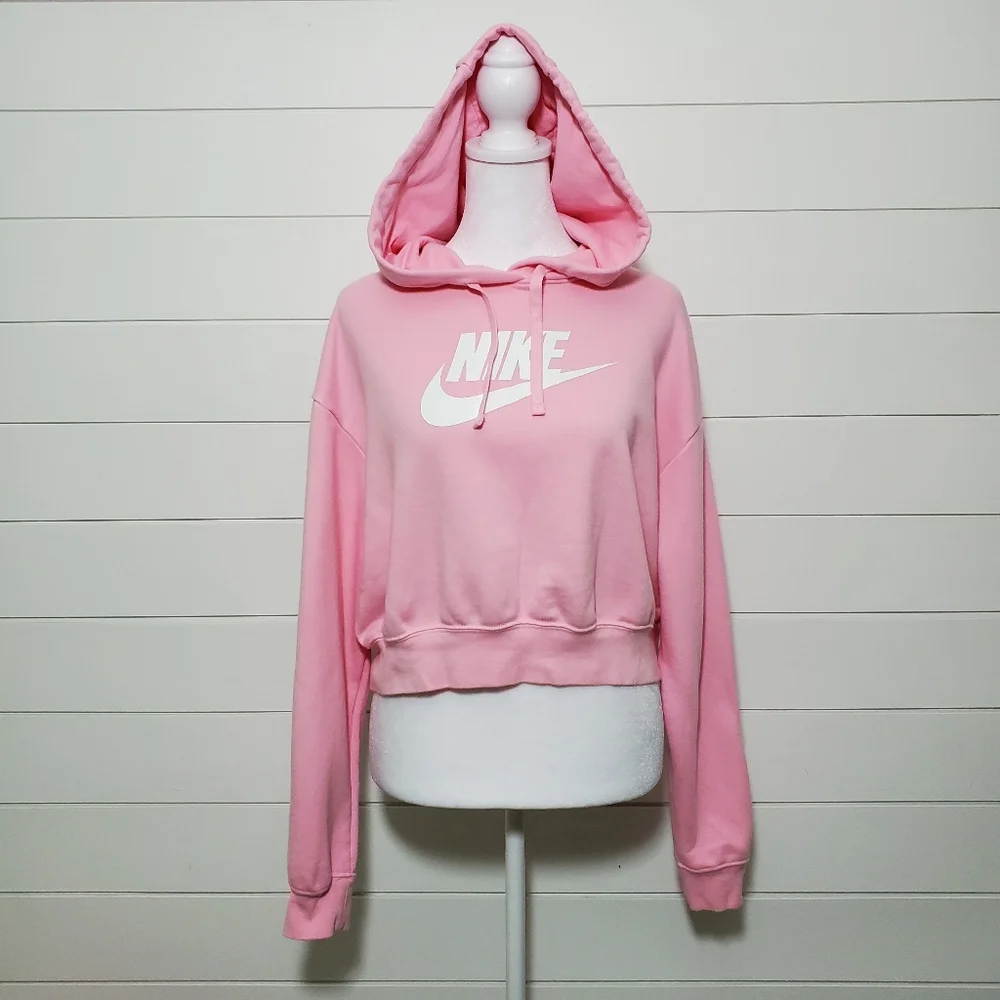 Nike Girl Sportswear Fleece Crop‎ Pink Hoodie. Size: S